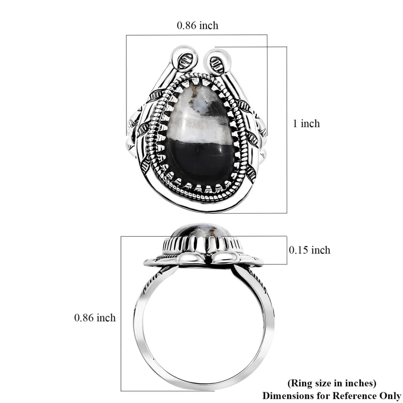 D'Joy Artisan Crafted White Buffalo 6.00 ctw Howdy Ring in Black Oxidized Sterling Silver (Size 10.0)