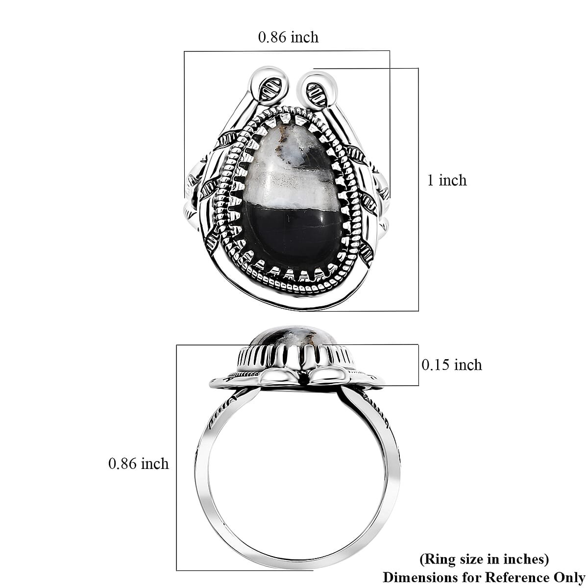 D'Joy Artisan Crafted White Buffalo 6.00 ctw Howdy Ring in Black Oxidized Sterling Silver (Size 8.0) image number 5