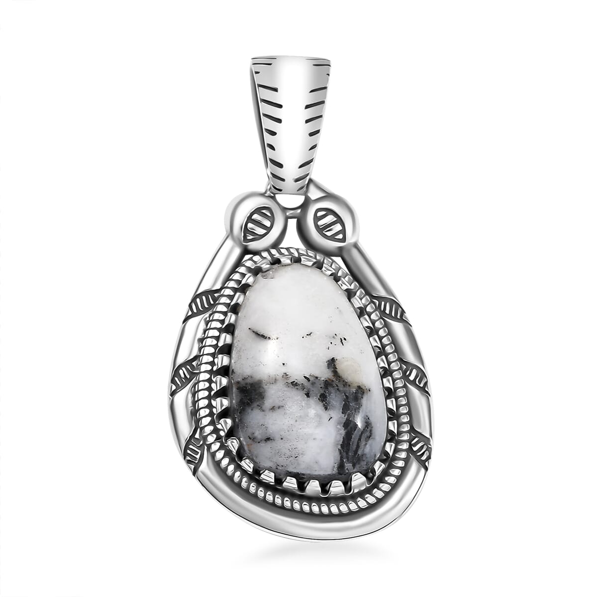 D'Joy Artisan Crafted White Buffalo 5.80 ctw Howdy Pendant without Chain in Black Oxidized Sterling Silver image number 0