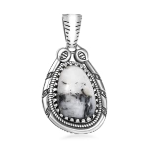 D'Joy Artisan Crafted White Buffalo 5.80 ctw Howdy Pendant without Chain in Black Oxidized Sterling Silver