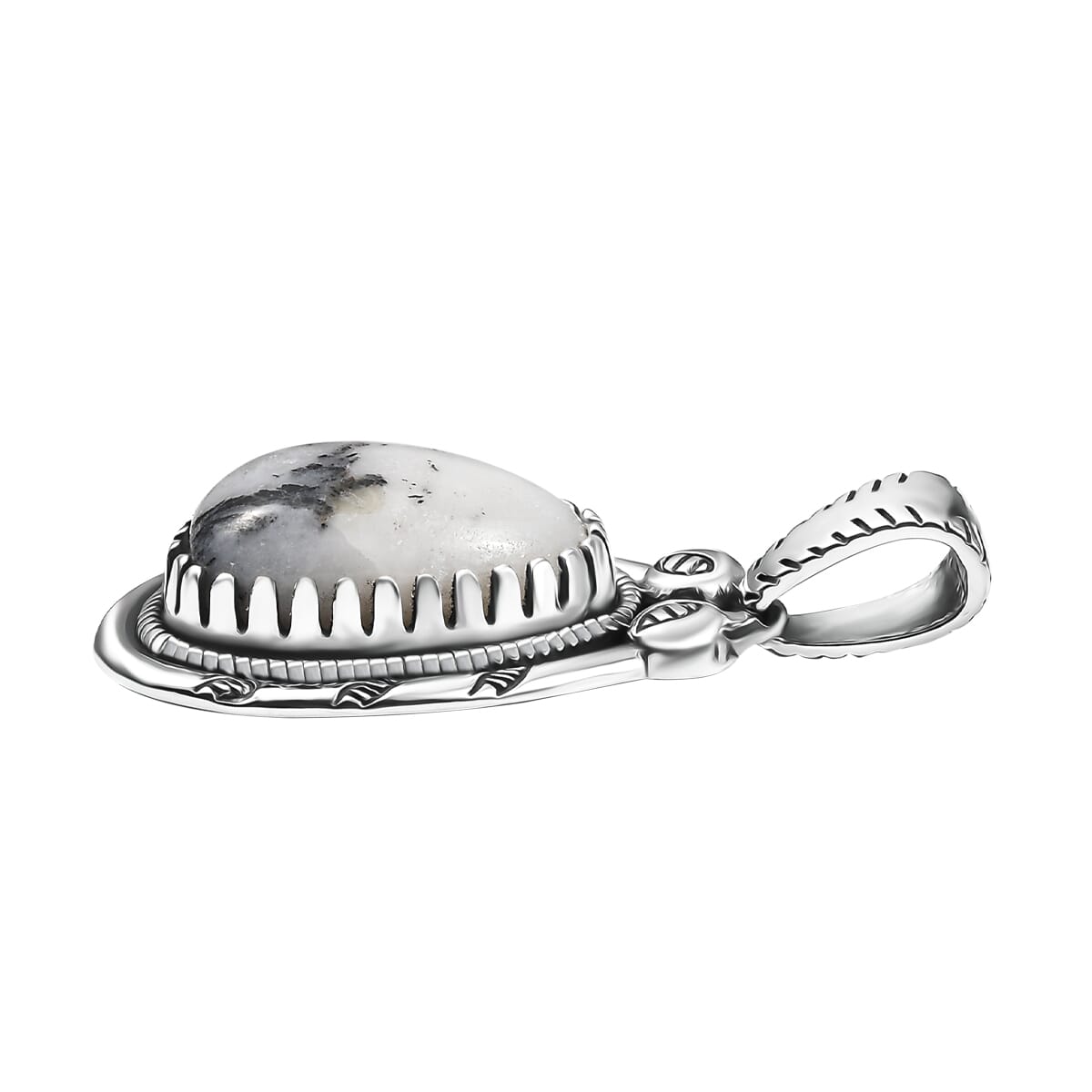 D'Joy Artisan Crafted White Buffalo 5.80 ctw Howdy Pendant without Chain in Black Oxidized Sterling Silver image number 3