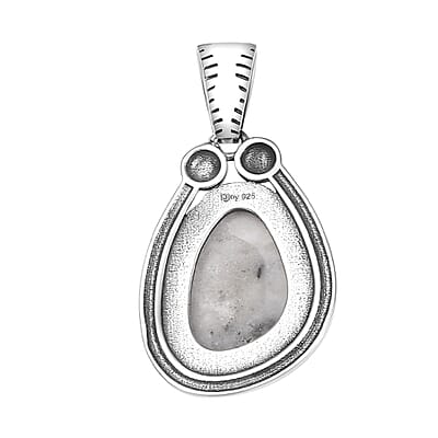 D'Joy Artisan Crafted White Buffalo 5.80 ctw Howdy Pendant without Chain in Black Oxidized Sterling Silver
