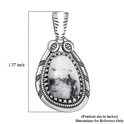 D'Joy Artisan Crafted White Buffalo 5.80 ctw Howdy Pendant without Chain in Black Oxidized Sterling Silver