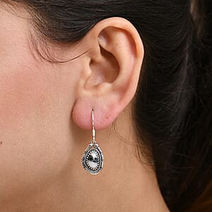 D'Joy Artisan Crafted White Buffalo 2.90 ctw Howdy Earrings in Black Oxidied Sterling Silver