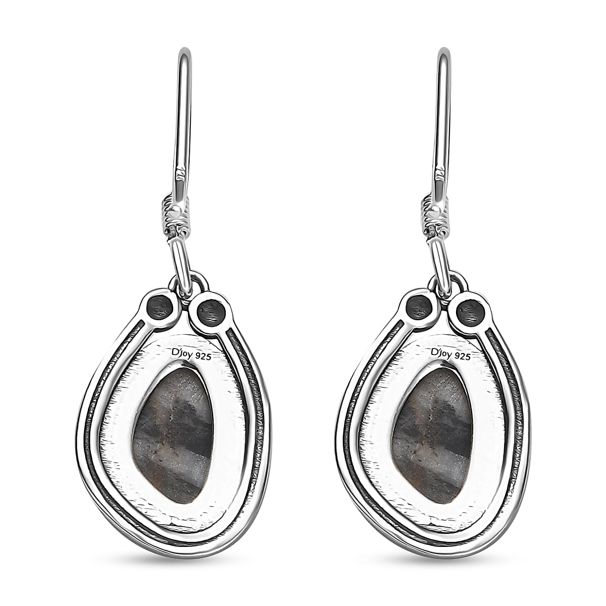 D'Joy Artisan Crafted White Buffalo 2.90 ctw Howdy Earrings in Black Oxidied Sterling Silver