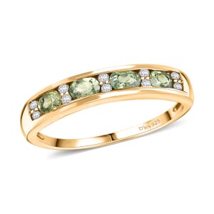 D'Joy Ambanja Demantoid Garnet and Moissanite 1.35 ctw Band Ring in 18K Vermeil Yellow Gold Over Sterling Silver (Size 10.0)