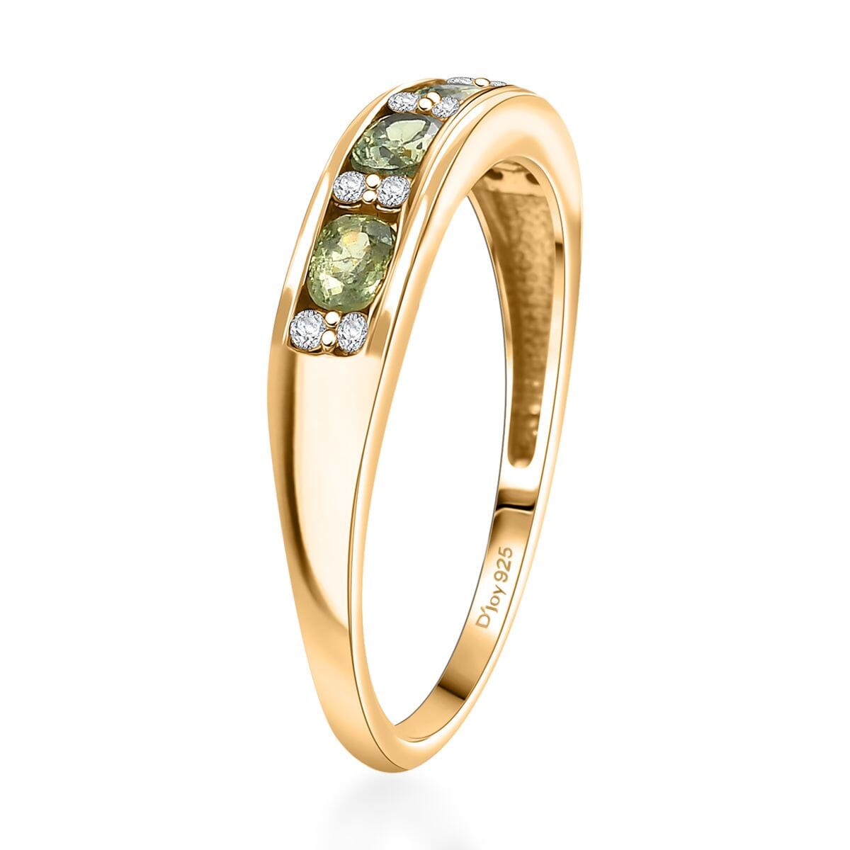 D'Joy Ambanja Demantoid Garnet and Moissanite 1.35 ctw Band Ring in 18K Vermeil Yellow Gold Over Sterling Silver (Size 10.0) image number 3