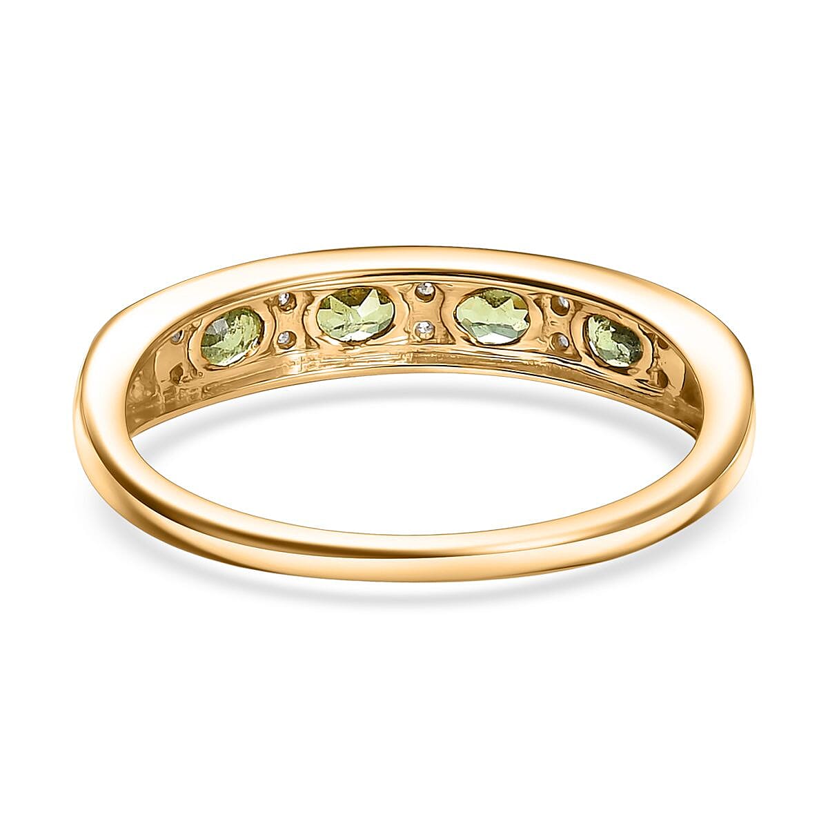 D'Joy Ambanja Demantoid Garnet and Moissanite 1.35 ctw Band Ring in 18K Vermeil Yellow Gold Over Sterling Silver (Size 10.0)