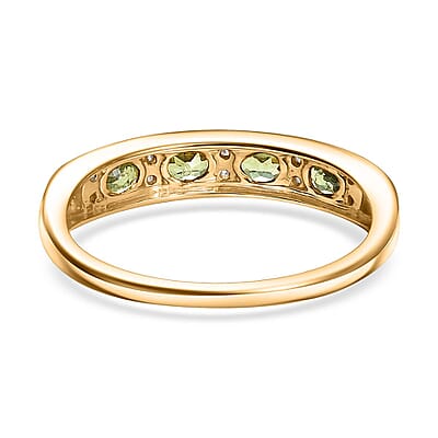 D'Joy Ambanja Demantoid Garnet and Moissanite 1.35 ctw Band Ring in 18K Vermeil Yellow Gold Over Sterling Silver (Size 10.0)