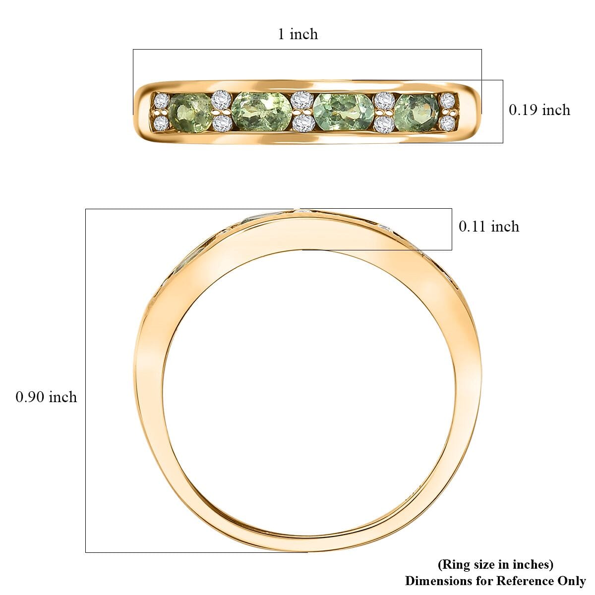 D'Joy Ambanja Demantoid Garnet and Moissanite 1.35 ctw Band Ring in 18K Vermeil Yellow Gold Over Sterling Silver (Size 10.0) image number 5