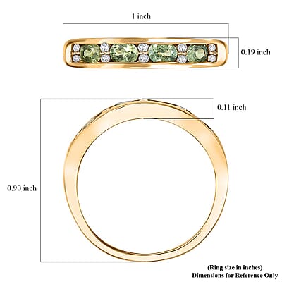 D'Joy Ambanja Demantoid Garnet and Moissanite 1.35 ctw Band Ring in 18K Vermeil Yellow Gold Over Sterling Silver (Size 10.0)