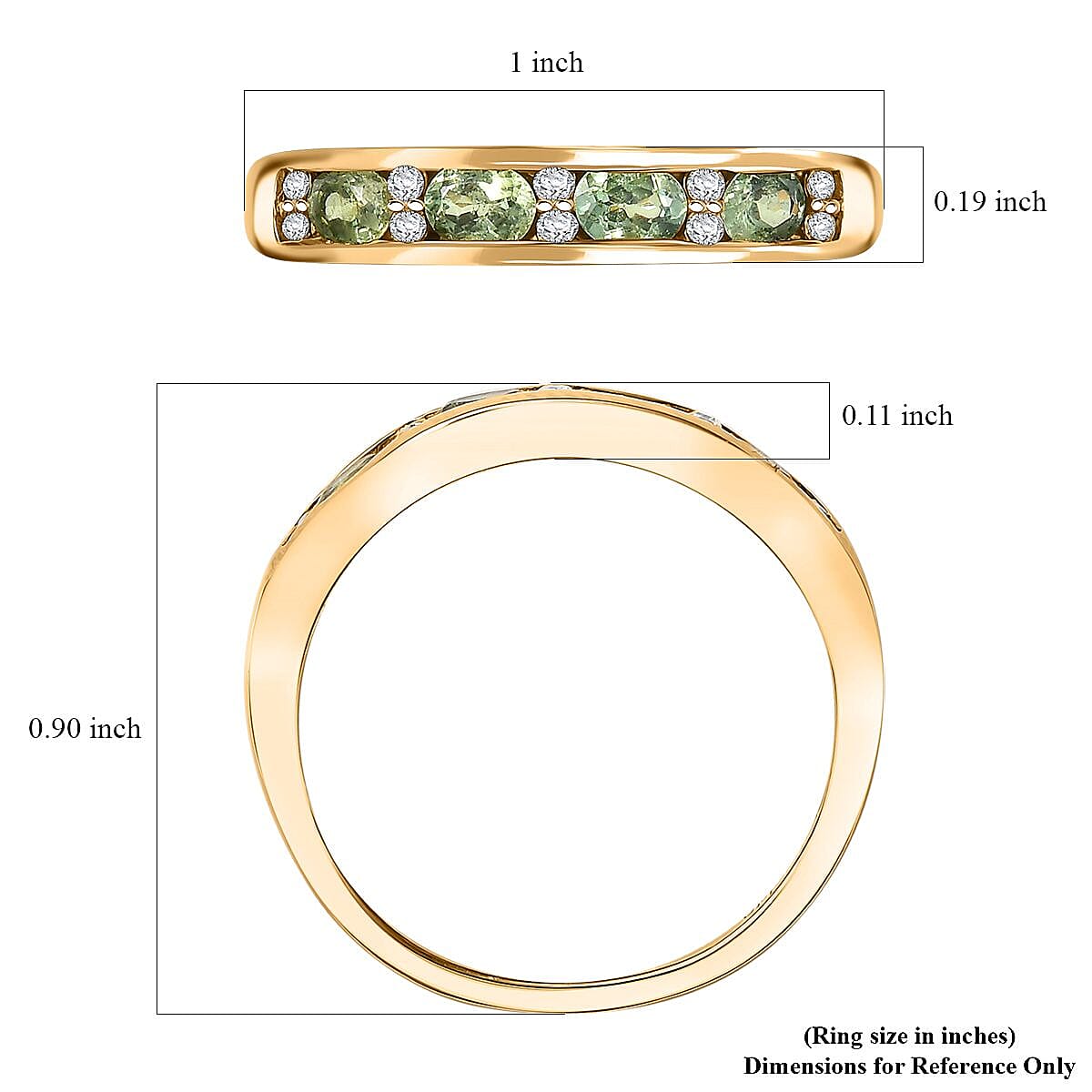 D'Joy Ambanja Demantoid Garnet and Moissanite 1.35 ctw Band Ring in 18K Vermeil Yellow Gold Over Sterling Silver (Size 8.0) image number 5