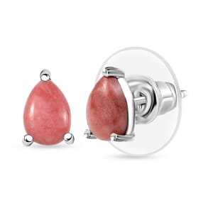 D'Joy Oregon Peach Opal 1.10 ctw Solitaire Stud Earrings in Rhodium OverSterling Silver