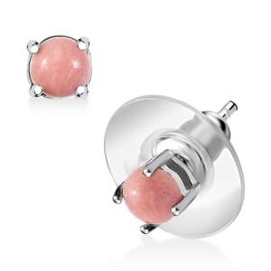 D'Joy Oregon Peach Opa 0.40 ctw Solitaire Stud Earrings in Rhodium OverSterling Silver