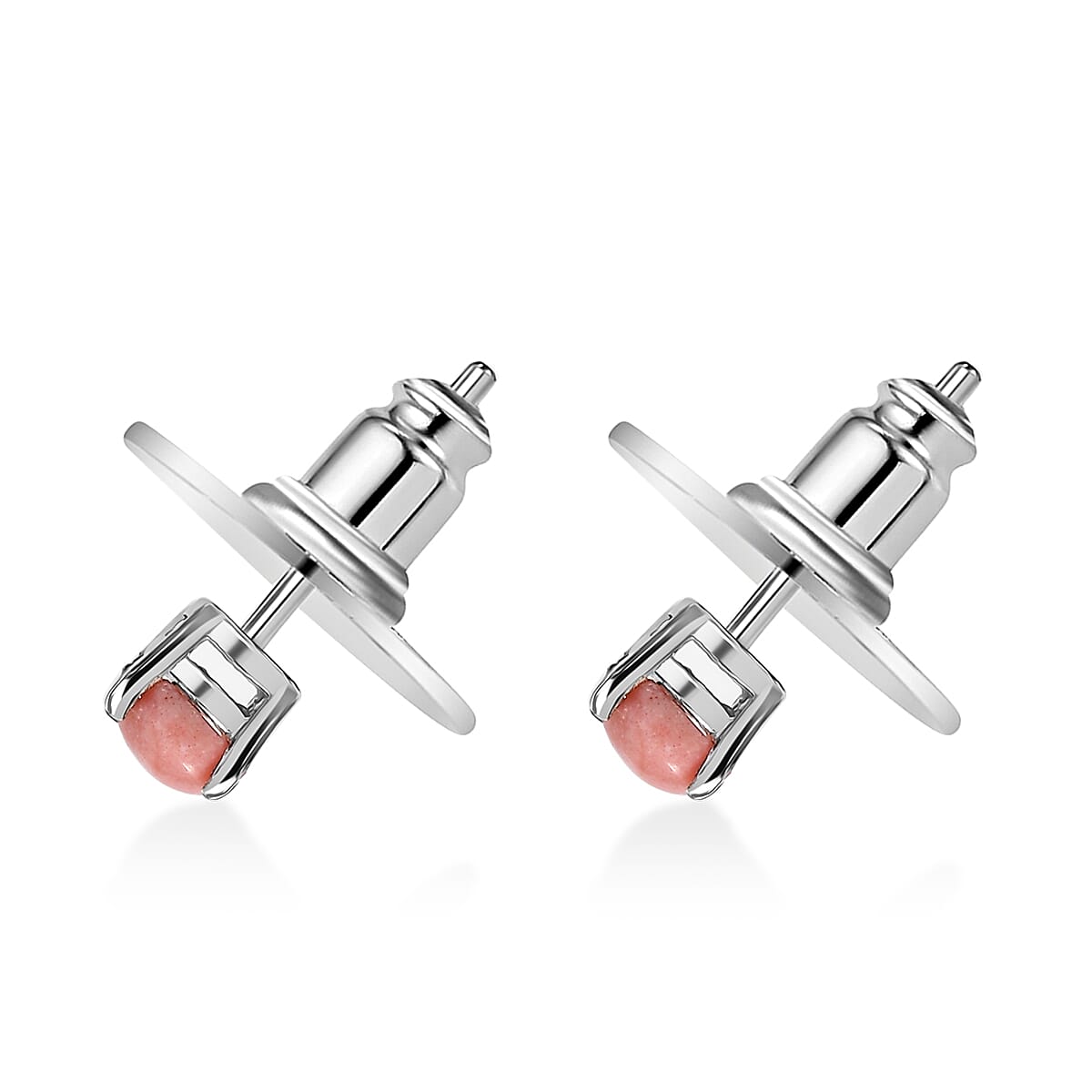 D'Joy Oregon Peach Opa 0.40 ctw Solitaire Stud Earrings in Rhodium OverSterling Silver image number 3