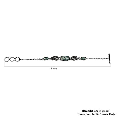 D'Joy Artisan Crafted Blue Moon Turquoise and White Buffalo 19.40 ctw Toggle Clasp Bracelet in Black Oxidized Sterling Silver (6.50-8.0In)
