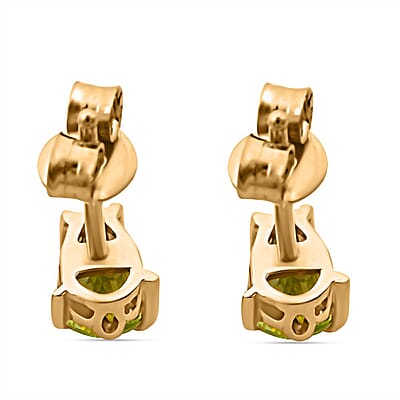Hebei Peridot 0.88 ctw Earrings in 14K Vermeil Yellow Gold Over Sterling Silver