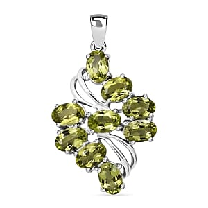 Peridot 4.48 ctw Pendant in Rhodium Over Sterling Silver