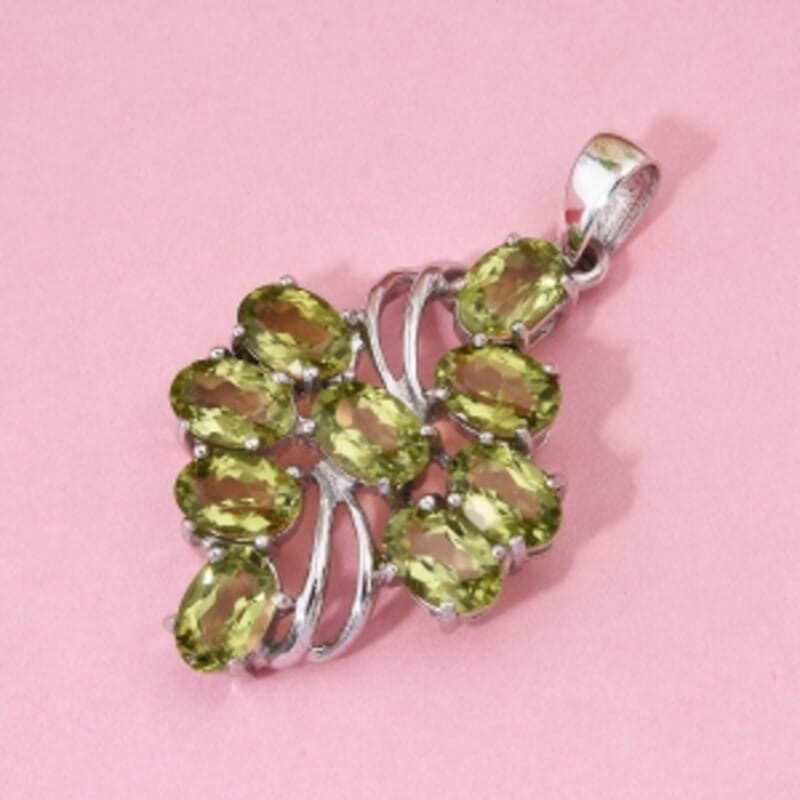 Peridot 4.48 ctw Pendant in Rhodium Over Sterling Silver