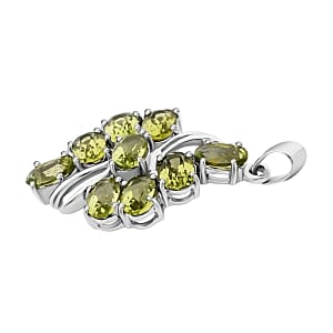 Peridot 4.48 ctw Pendant in Rhodium Over Sterling Silver