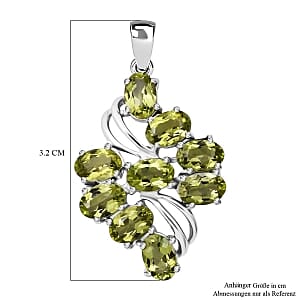 Peridot 4.48 ctw Pendant in Rhodium Over Sterling Silver