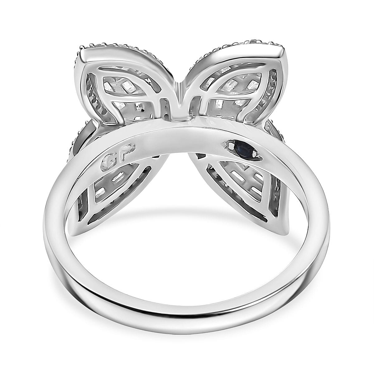 GP Trionfo Collection Diamond 1.00 ctw Butterfly Ring in Rhodium Over Sterling Silver (Size 10.0)  image number 4