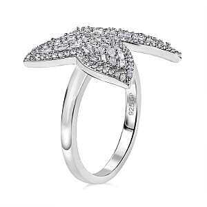 GP Trionfo Collection Diamond 1.00 ctw Butterfly Ring in Rhodium Over Sterling Silver (Size 7.0) 