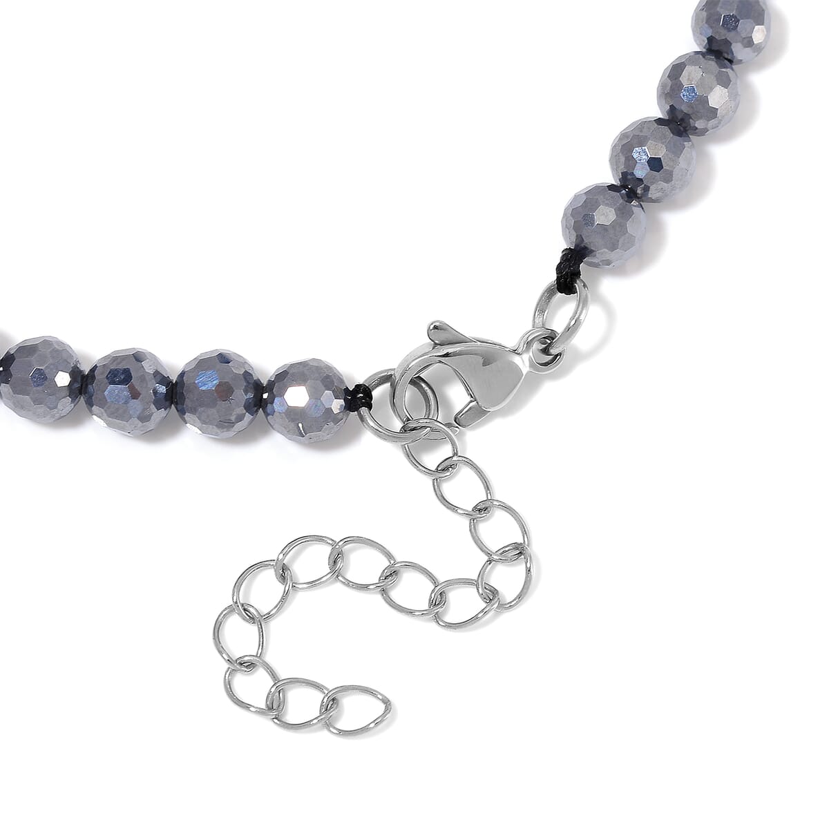 Freshwater Pearl and Terahertz 30.00 ctw Anklet in Stainless Steel (9.5-11.5In) image number 4