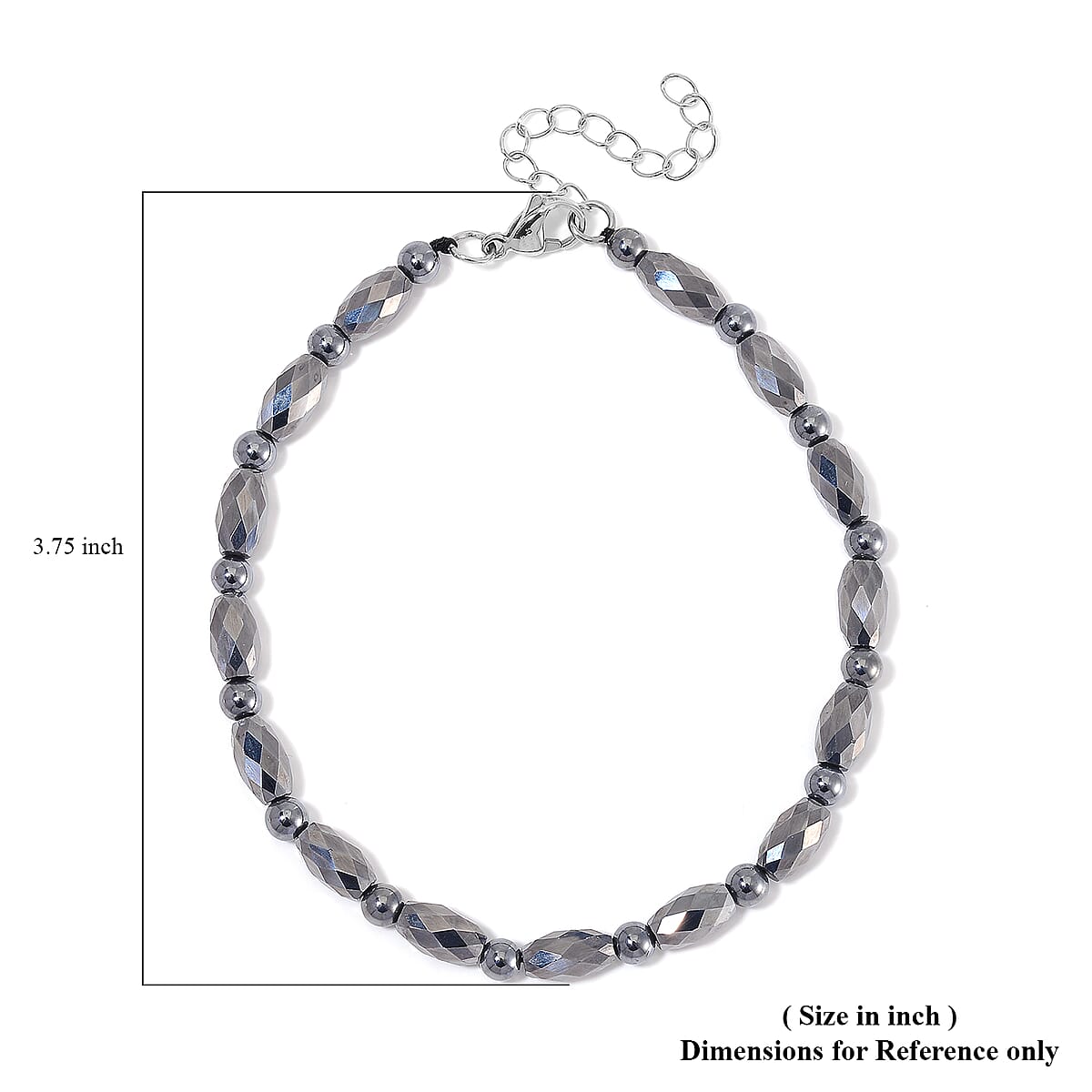 Terahertz 45.00 ctw Beaded Anklet in Stainless Steel (9.5-11.5In) image number 6