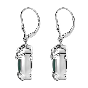 D'Joy Verde Onyx 10.00 ctw Dragon Lever Back Earrings in Rhodium Over Sterling Silver 