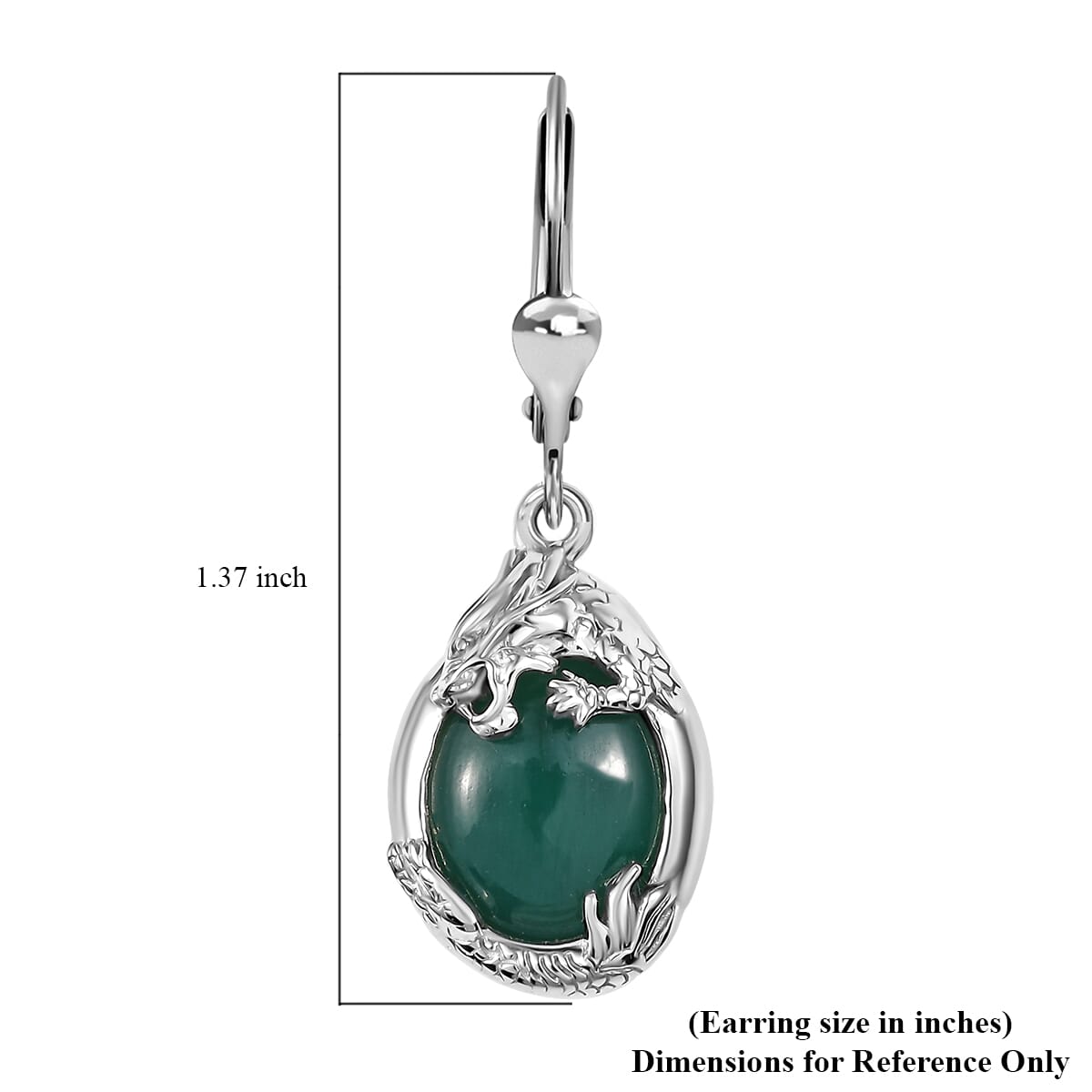 D'Joy Verde Onyx 10.00 ctw Dragon Lever Back Earrings in Rhodium Over Sterling Silver  image number 5