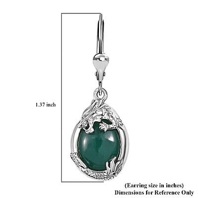 D'Joy Verde Onyx 10.00 ctw Dragon Lever Back Earrings in Rhodium Over Sterling Silver 