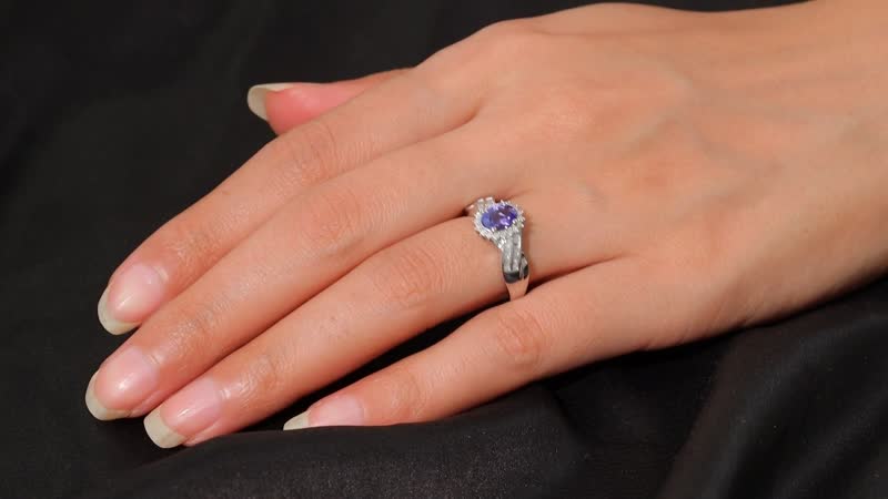 AAA Tanzanite and Diamond 1.30 ctw Ring in Rhodium Over Sterling Silver (Size 10.0)