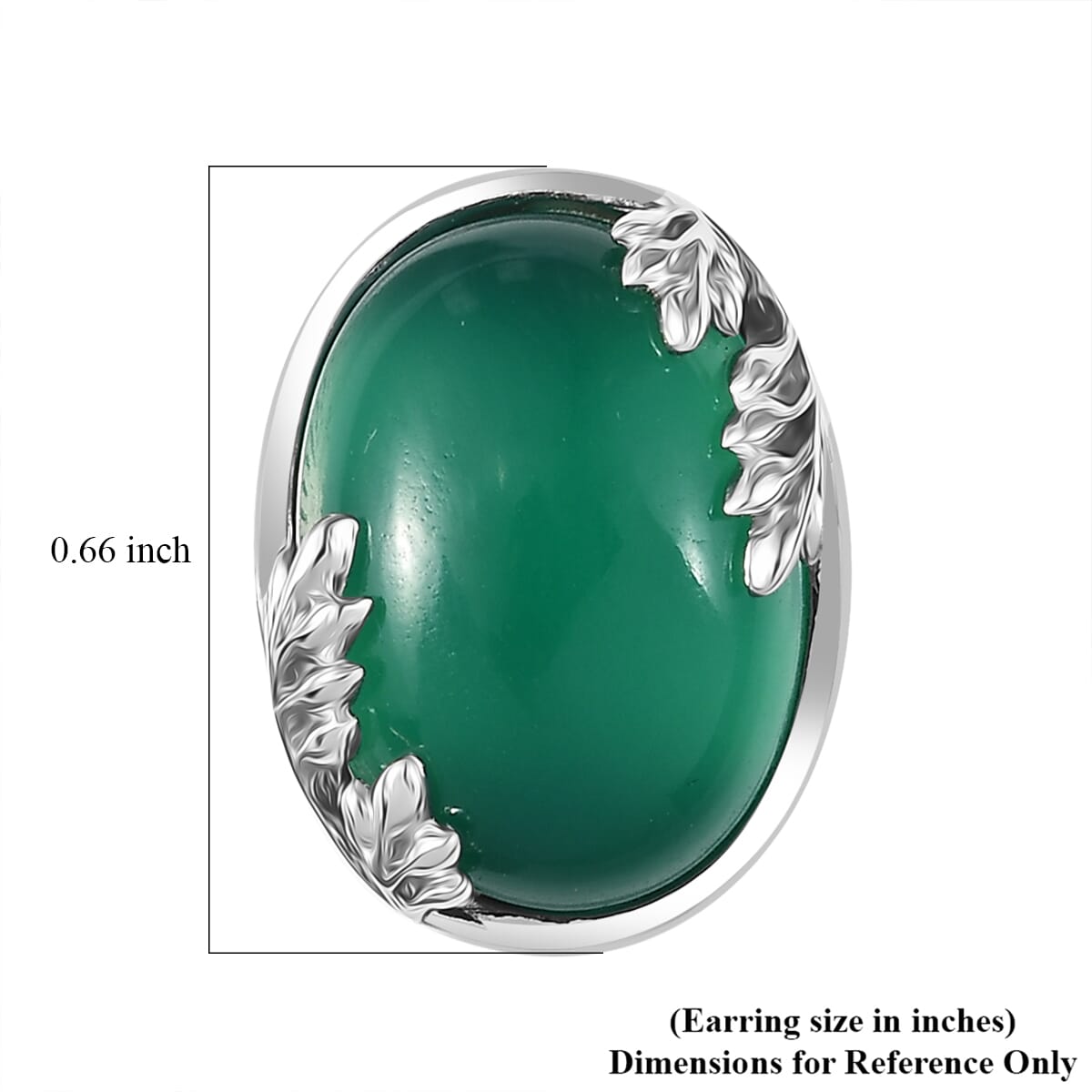 Karis Verde Onyx 11.90 ctw Flower and Leaves Stud Earrings in Platinum Bond  image number 4