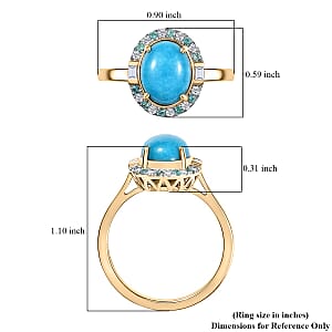 Certified & Appraised Luxoro 10K Yellow Gold AAA Sleeping Beauty Turquoise, AAAA Paraiba Tourmaline and Diamond (E-F, I2) (0.13 cts) Ring (Size 8.5) 2.81 ctw