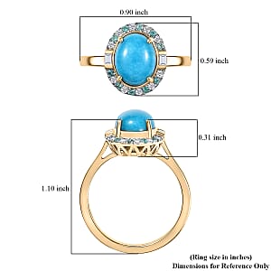 Certified & Appraised Luxoro AAA Sleeping Beauty Turquoise, AAAA Paraiba Tourmaline and Diamond E-F I2 2.81 ctw Ring in 10K Yellow Gold (Size 9.0)
