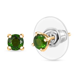 D'Joy Chrome Diopside 0.50 ctw Solitaire Stud Earrings in 18K Vermeil Yellow Gold Over Sterling Silver