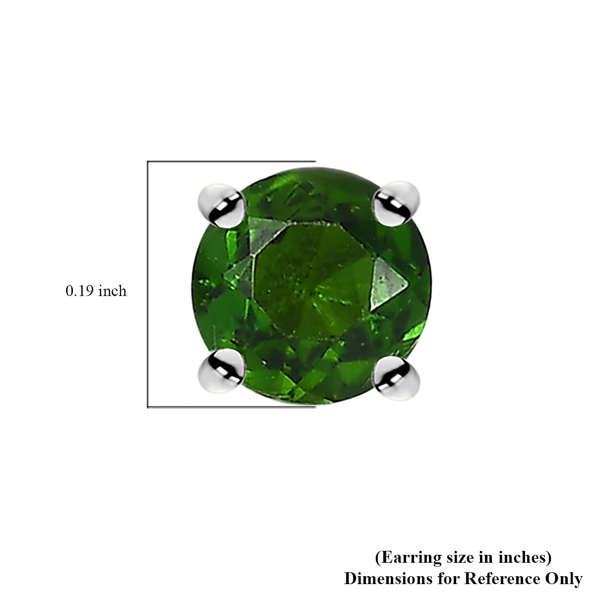 D'Joy Chrome Diopside 0.50 ctw Solitaire Stud Earrings in Platinum Over Sterling Silver image number 4