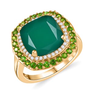 Karis Verde Onyx and Multi Gemstone 5.90 ctw Ring in 18K YG Plated (Size 10.0) 