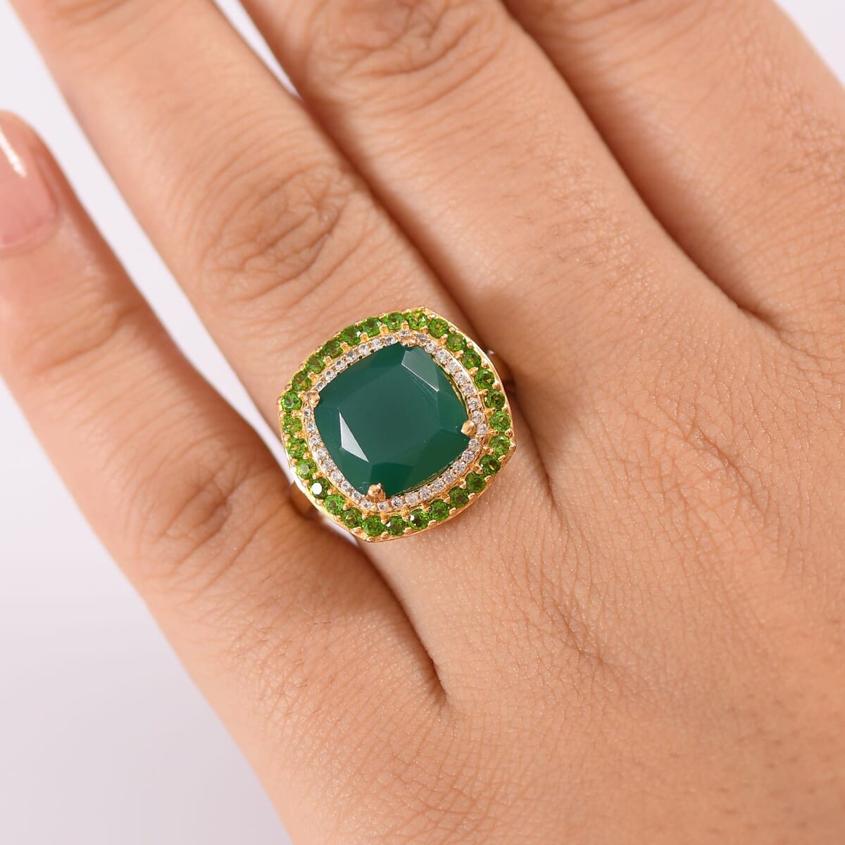Karis Verde Onyx and Multi Gemstone 5.90 ctw Ring in 18K YG Plated (Size 10.0)  image number 2