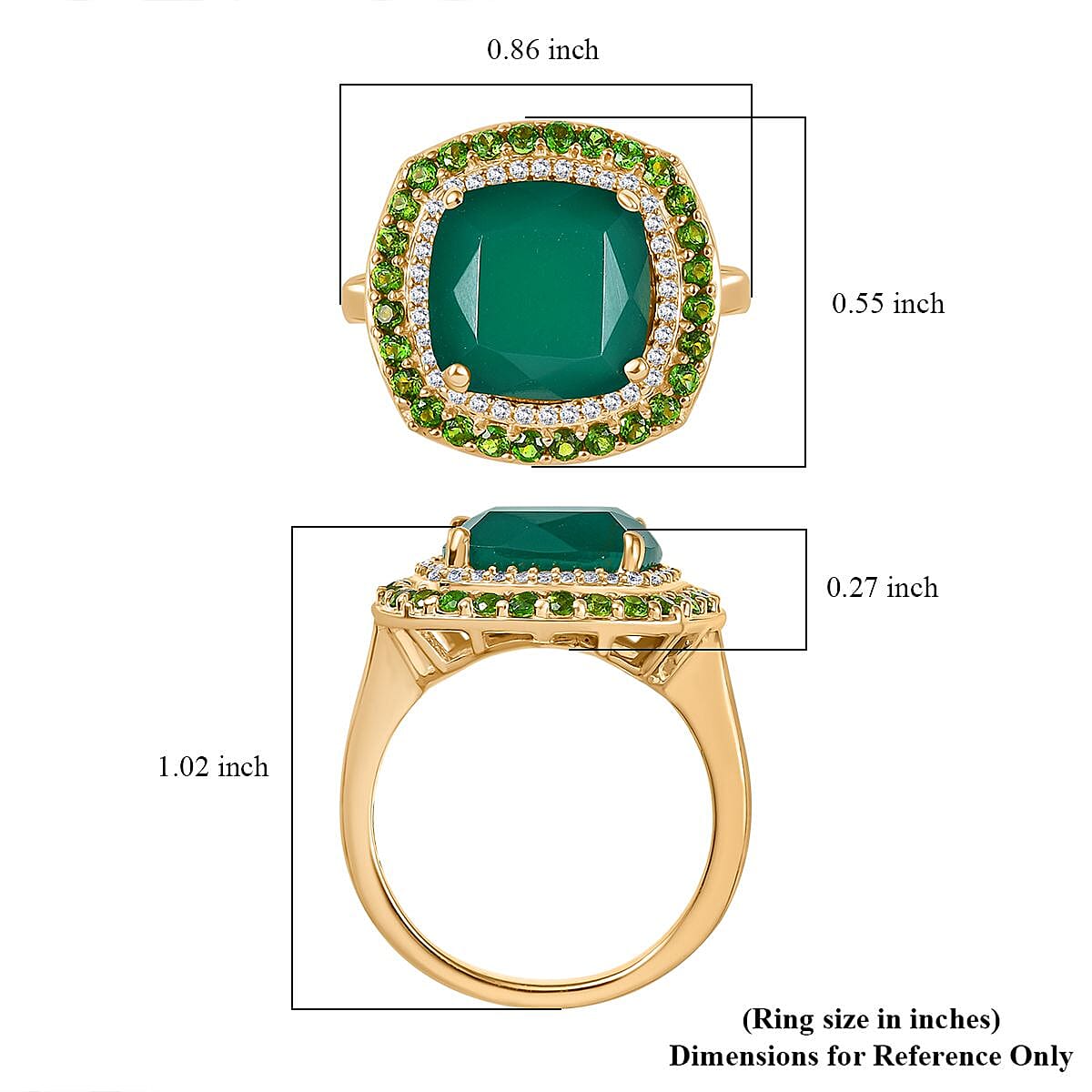 Karis Verde Onyx and Multi Gemstone 5.90 ctw Halo Ring in 18K YG Plated (Size 9.0)  image number 5