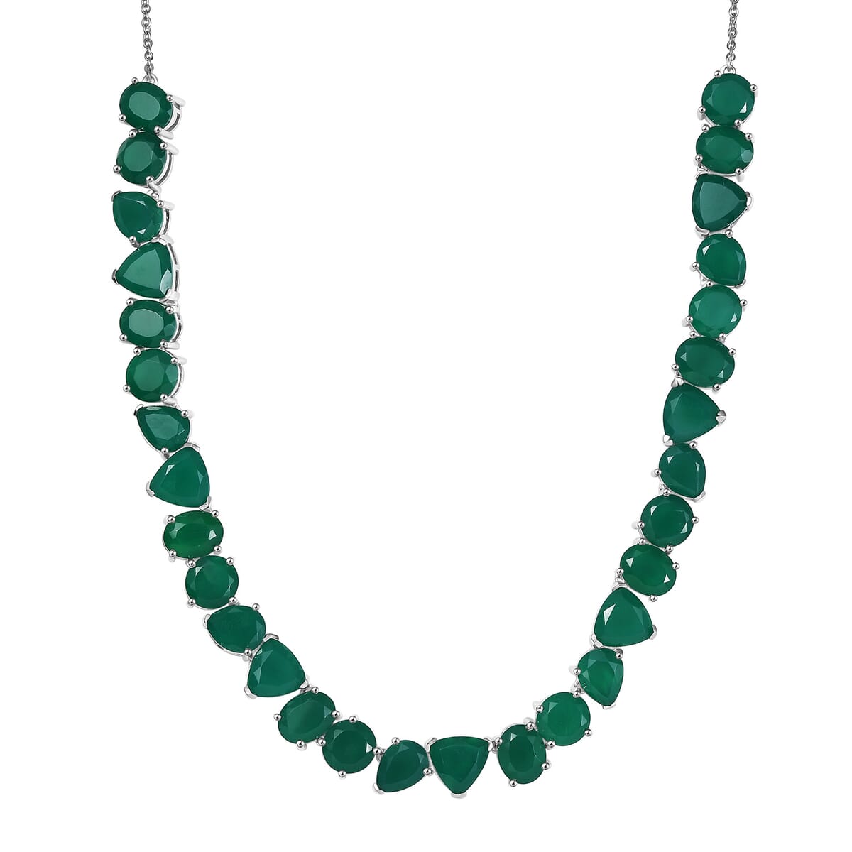 Karis Verde Onyx 56.00 ctw Flowing Vines Necklace 18 Inches in Platinum Bond image number 0