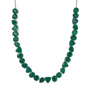 Karis Verde Onyx 56.00 ctw Flowing Vines Necklace 18 Inches in Platinum Bond
