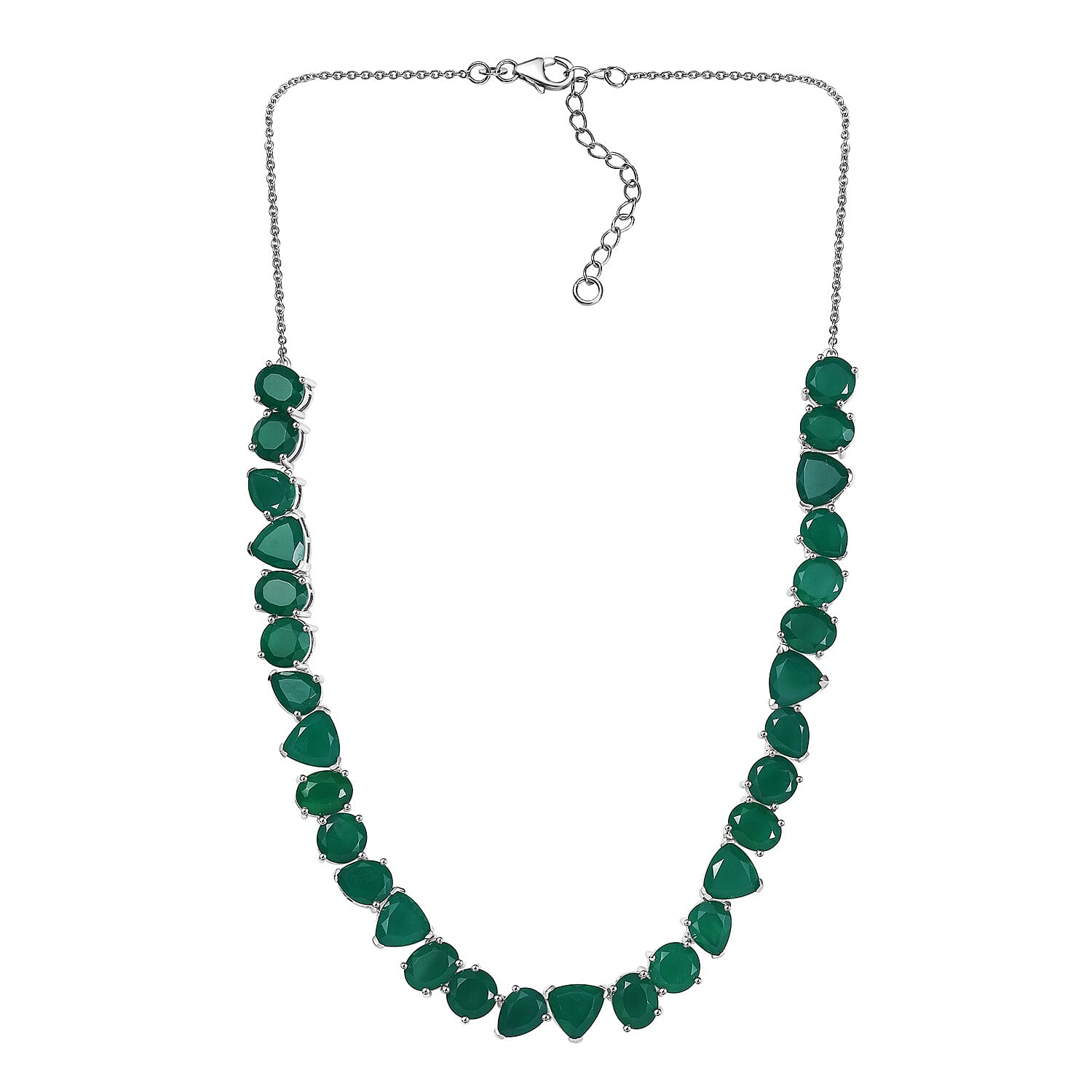 Karis Verde Onyx 56.00 ctw Flowing Vines Necklace 18 Inches in Platinum Bond