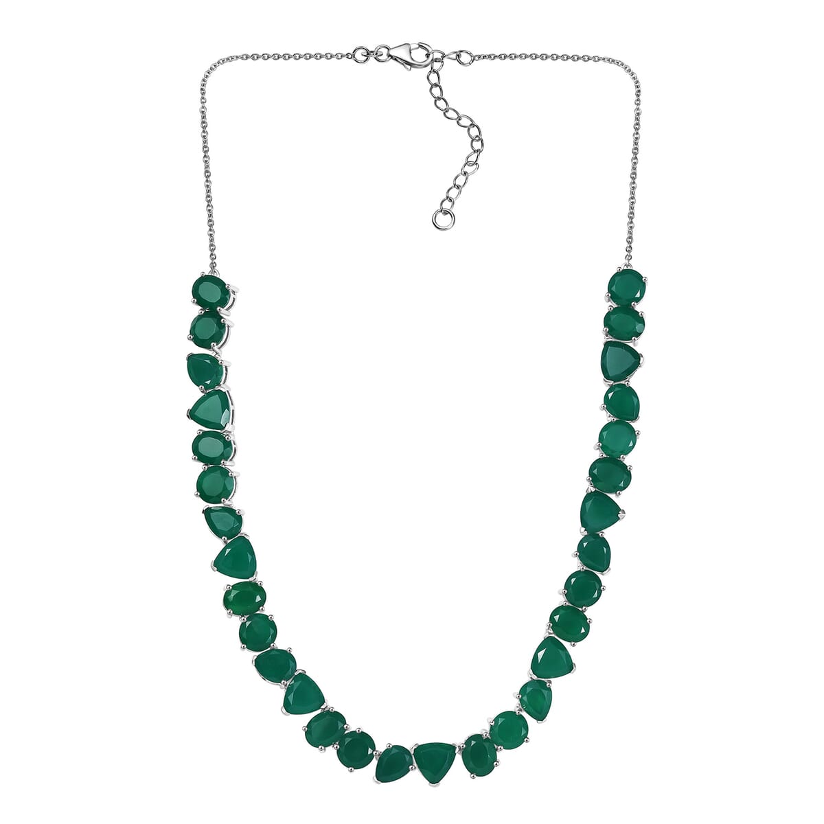 Karis Verde Onyx 56.00 ctw Flowing Vines Necklace 18 Inches in Platinum Bond image number 3