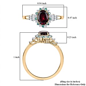 Certified & Appraised Luxoro AAA Radiant Ember Garnet, AAAA Paraiba Tourmaline and Diamond E-F I2 1.76 ctw Ring in 10K Yellow Gold (Size 10.0)