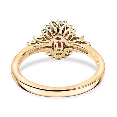 Certified & Appraised Luxoro AAA Radiant Ember Garnet, AAAA Paraiba Tourmaline and Diamond E-F I2 1.76 ctw Ring in 10K Yellow Gold (Size 10.0)