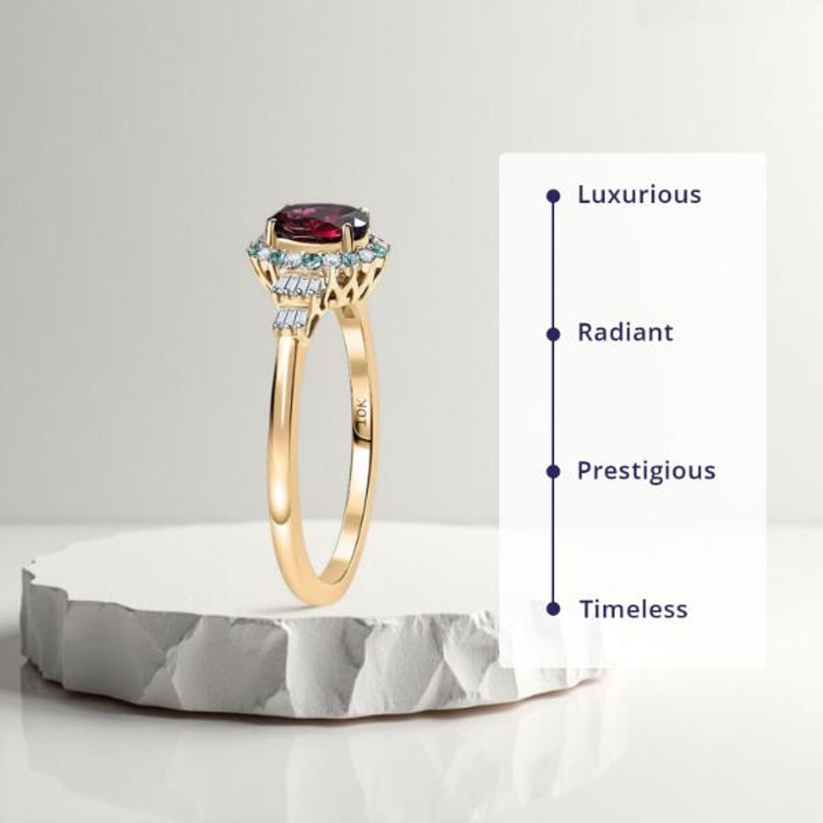 Certified & Appraised Luxoro 10K Yellow Gold AAA Radiant Amber Garnet, AAAA Paraiba Tourmaline and Diamond (E-F, I2) (0.23 cts) Ring (Size 10.5) 1.76 ctw image number 2