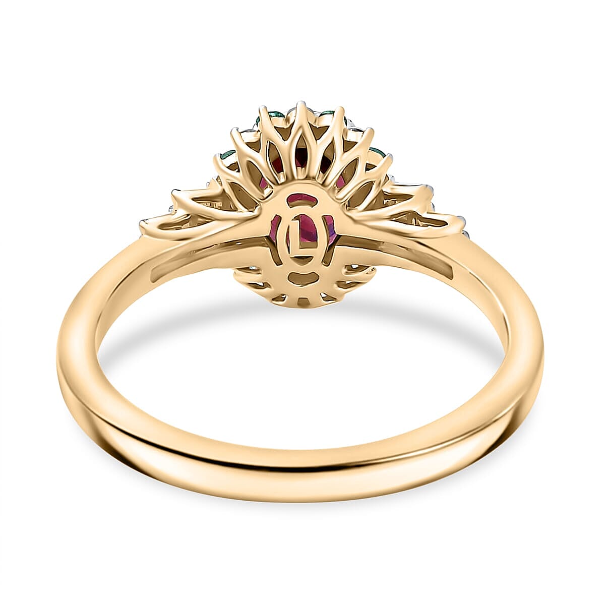 Certified & Appraised Luxoro 10K Yellow Gold AAA Radiant Amber Garnet, AAAA Paraiba Tourmaline and Diamond (E-F, I2) (0.23 cts) Ring (Size 10.5) 1.76 ctw image number 2