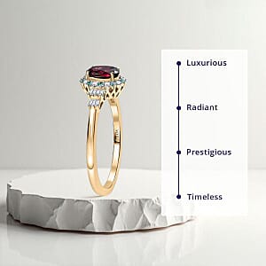 Certified & Appraised Luxoro 10K Yellow Gold AAA Radiant Amber Garnet, AAAA Paraiba Tourmaline and Diamond (E-F, I2) (0.23 cts) Ring (Size 5.0) 1.76 ctw